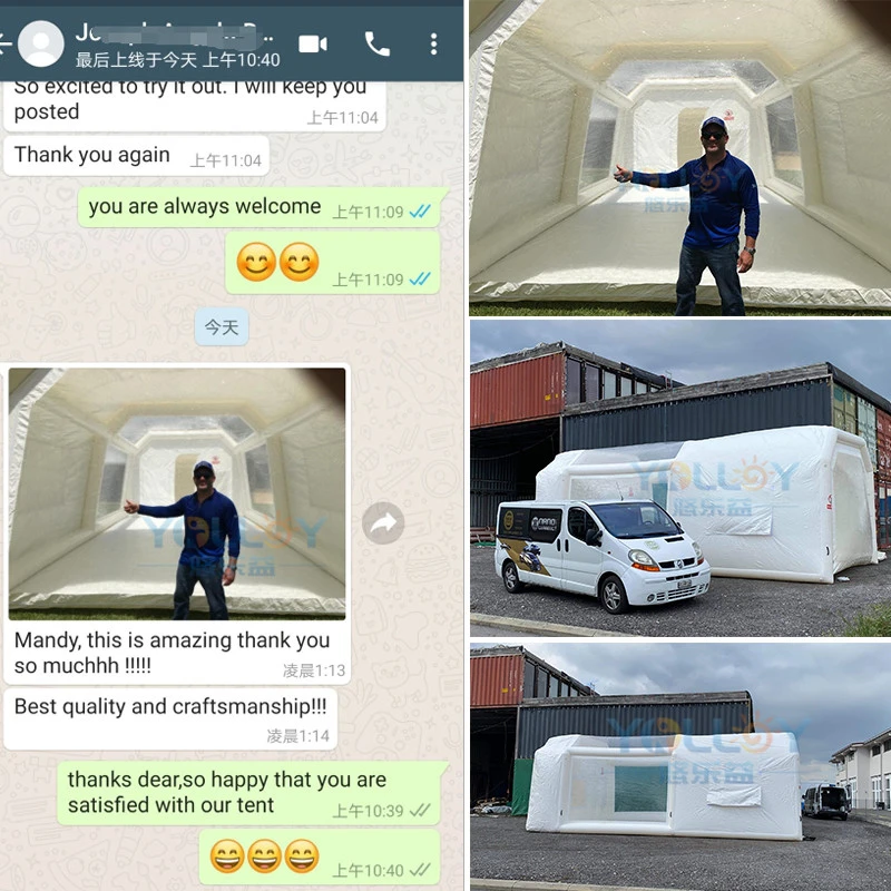 Clients' feedback of inflatable auto spray booth car paint tent Clients' feedback of inflatable auto spray booth car paint tent